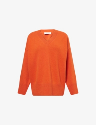 Rohe Frames Womens Relaxed-fit V-neck Wool-knit Jumper Burnt Orange In Orange