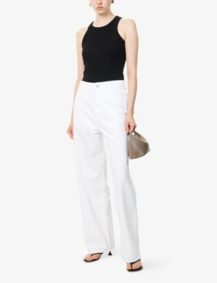 Rohe Frames Womens Optic White Frame Wide-leg Denim Jeans In White