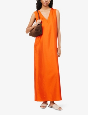ROHE FRAMES: Relaxed-Fit V-Neck Silk Midi Dress