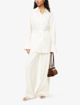 Rohe Frames Womens Cream Deconstructed Open-panel Silk Shirt In White
