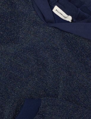Billie Blush Navy Relaxed-fit Stretch Metallic-woven Hoody 2- In Blue