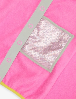Billie Blush Pink Sequin-embellished Pocket Fleece Jacket 2-12 In Pink