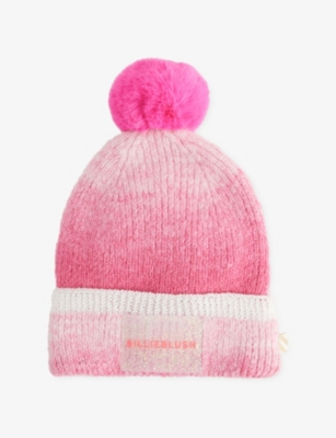 Billie Blush Pink Gradient Knitted Beani In Multi