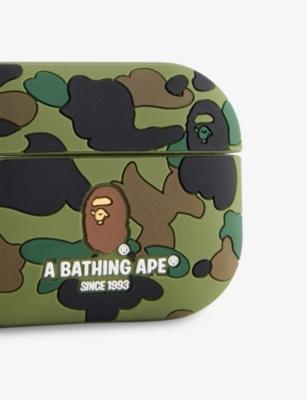 A Bathing Ape Mens Green Camo Airpods Rubber Pro Case In Green