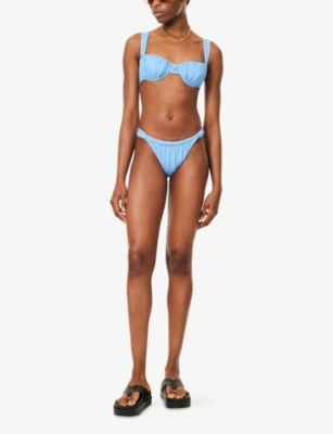 Faithfull The Brand Womens Soft Blue Andez Gathered Bikini Bottom In Blue