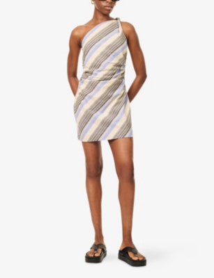 Faithfull The Brand Womens Marine Stripe Marga Striped Cotton And Linen-blend Mini Dress In Blue