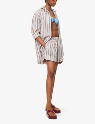 FAITHFULL THE BRAND: En Vau Striped Oversized Cotton Shirt
