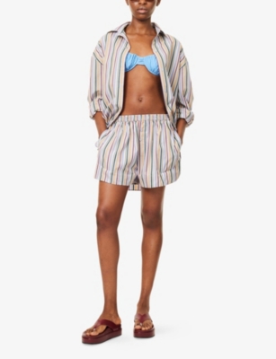 Faithfull The Brand Womens Sifnos Stripe Lonia Striped Cotton Shorts In Multi