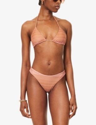 Faithfull The Brand Womens Accord Stripepuce/fawn Sete Triangle Bikini Top