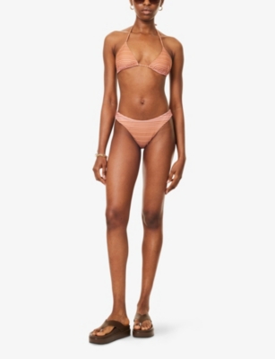 Faithfull The Brand Womens Accord Stripepuce/fawn Bebe High-rise Bikini Bottoms Xs In Brown