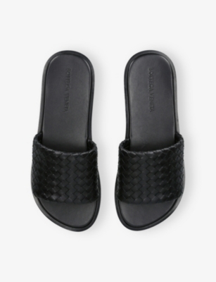 BOTTEGA VENETA: Elio Leather Woven Slides