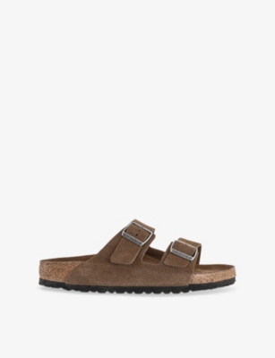 Birkenstock Womens Dark Tea Tfb Arizona Two-strap Suede Sandals Eur 38/5 Uk