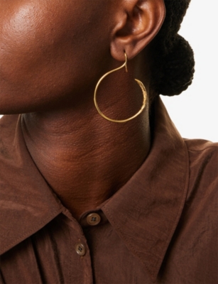 MISHO: Mini Interrupted 24-Ct Yellow-Gold Plated Bronze Hoop Earrings