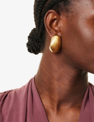 MISHO: Ovo 24Ct Yellow Gold Plated Bronze Earrings