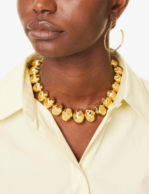 Misho Womens Mini Ovo 24ct Yellow Gold Plated Bronze Choker In Gold