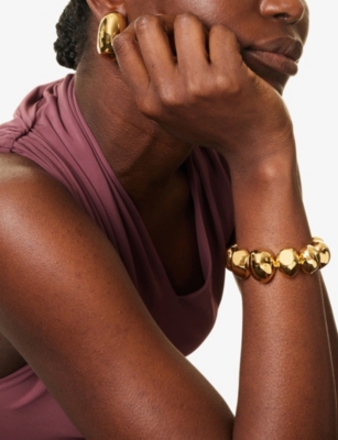 MISHO: Mini Ovo 24Ct Yellow Gold Plated Bronze Bracelet