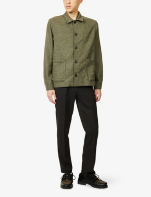 Sunspel Mens Truffle Textured Straight-leg Wool Trousers In Black