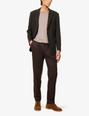 Sunspel Mens Sun Textured Wool Blazer Truffle In Brown