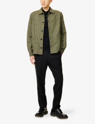 Sunspel Mens Sea Moss Twin-pocket Lightweight Wool Jacket In Green