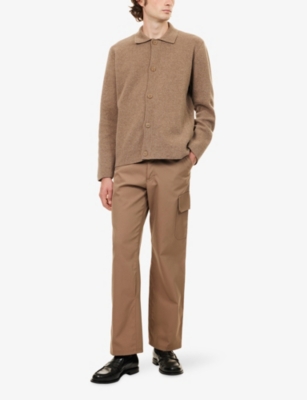 Sunspel Mens Mink Double-faced Long-sleeve Cotton-wool Blend Jacket In Brown