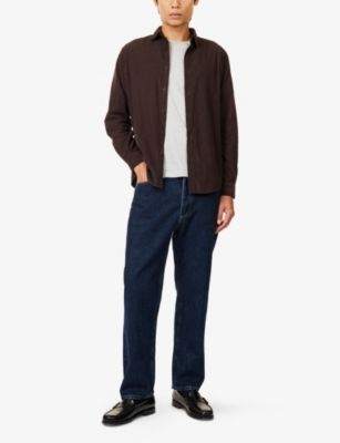 Sunspel Mens Fine Long-sleeve Corduroy Shirt Truffle In Brown