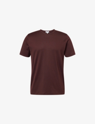 Sunspel Mens Bakelite Short-sleeve Classic Cotton-jersey T-shirt In Brown