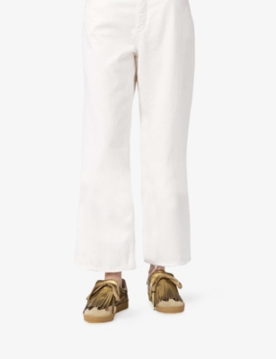 ALLSAINTS: Thelma Fringed Metallic-Leather and Suede Low-Top Trainers