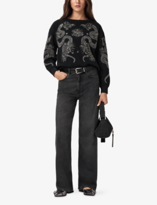 ALLSAINTS: Cecile Pippa Flower-Embellished Cotton-Jersey Sweatshirt