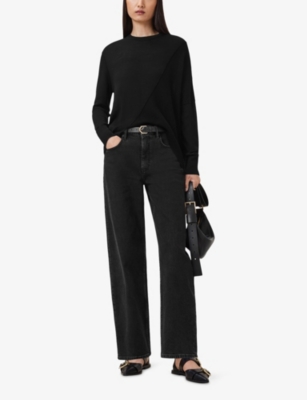 ALLSAINTS: Isla Crewneck Asymmetric-Hem Merino-Wool Jumper