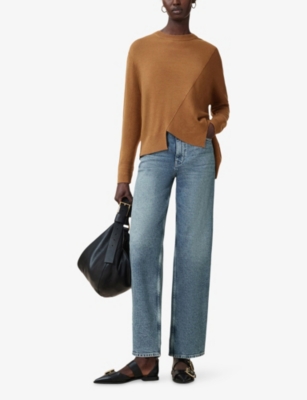 ALLSAINTS: Isla Crewneck Asymmetric-Hem Merino-Wool Jumper
