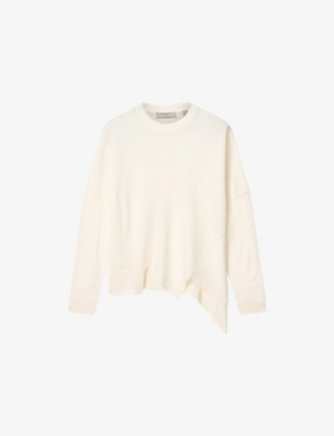 Allsaints: Isla Crewneck Asymmetric-Hem Merino-Wool Jumper