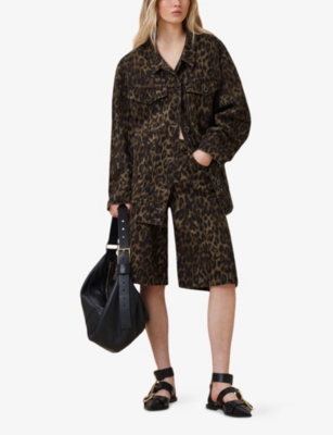 ALLSAINTS: Leopard-Print Relaxed-Fit Denim Jacket