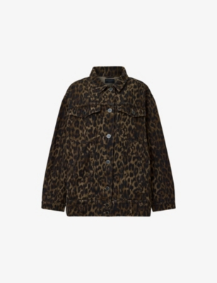 ALLSAINTS: Leopard-Print Relaxed-Fit Denim Jacket