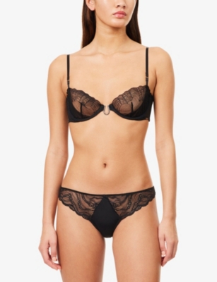 Calvin Klein Womens Black Sensual Stretch-lace Thong Xs In Black