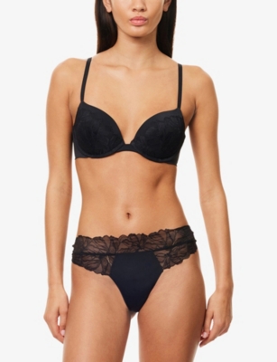 CALVIN KLEIN: Perfectly Fit Lace Stretch-Woven Thong