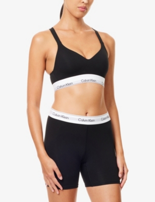 Calvin Klein Womens Black Icon Stitch-free Stretch-cotton Blend Bra Xs In Black