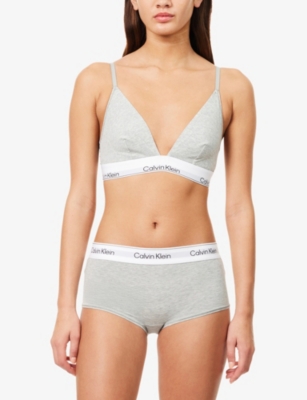 CALVIN KLEIN: Icon Branded Cotton and Modal-Blend Triangle Bralette