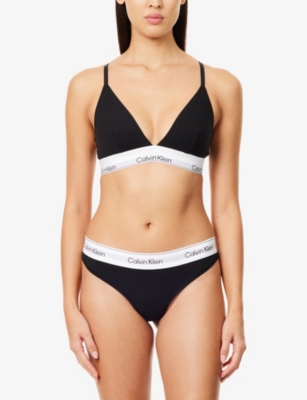 Calvin Klein Womens  Icon Cotton-modal Jersey Thong In Black