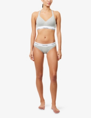 Calvin Klein Womens Grey Heather Icon Modal Stretch-cotton Bikini Brief In Gray