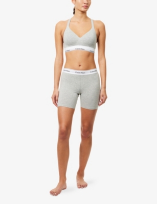 Calvin Klein Womens Grey Heather Icon Boxer Cotton-blend Boxers Xl In Gray