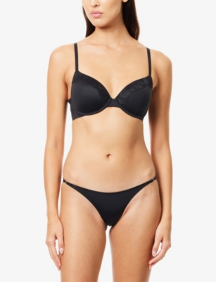 Calvin Klein Womens Black Perfectly Fit Lace Stretch-woven Push-up Bra In Black