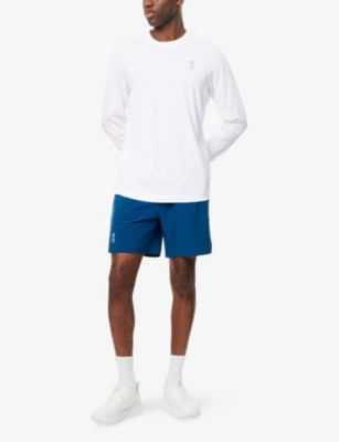 On Mens Train Logo-print Stretch-woven Shorts Tempest In Blue