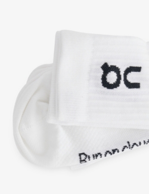 ON: Logo Ribbed Pack Of Three Stretch-Cotton Blend Socks