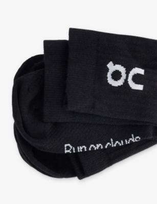 ON: Logo Ribbed Pack Of Three Stretch-Cotton Blend Socks