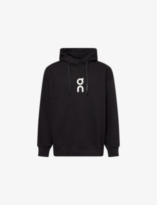 On Mens Black Perform All Day Logo-printed Cott-jersey Hoody Xxl In Black