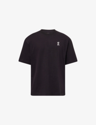 On Mens Black Perform All Day Logo-print Cott T-shirt Xl In Black