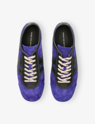 Dries Van Noten Suede Panel Sneakers Rubber Sole In Blue