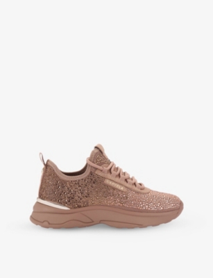 CARVELA: Swift Jewel Runner Rhinestone-Embellished Woven Low-Top Trainers
