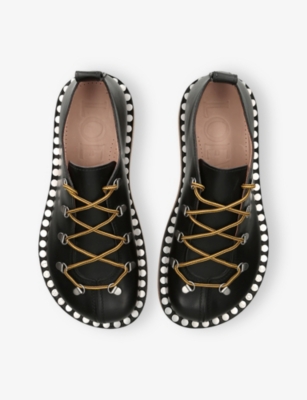 Loewe Leather Rivet Hiking Boots In Black