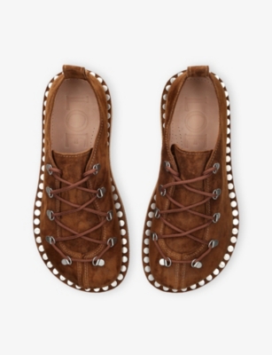 Loewe Mens Brown Rivet Suede Hiking Shoes Eur 44 / 10 Uk In Brown